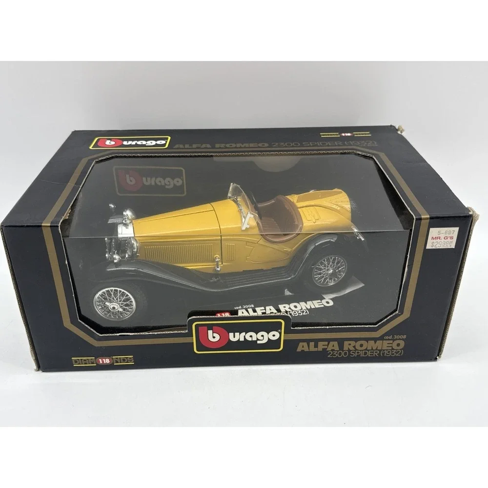 Bburago Alfa Romeo 1:18 Diecast Toy Vehicle Yellow Vintage Limited Edition